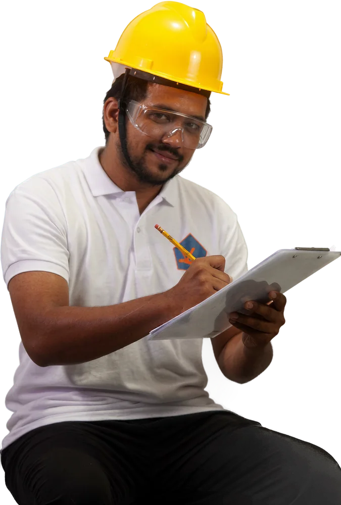 A KuyaYos technician filling in an inspection clipboard