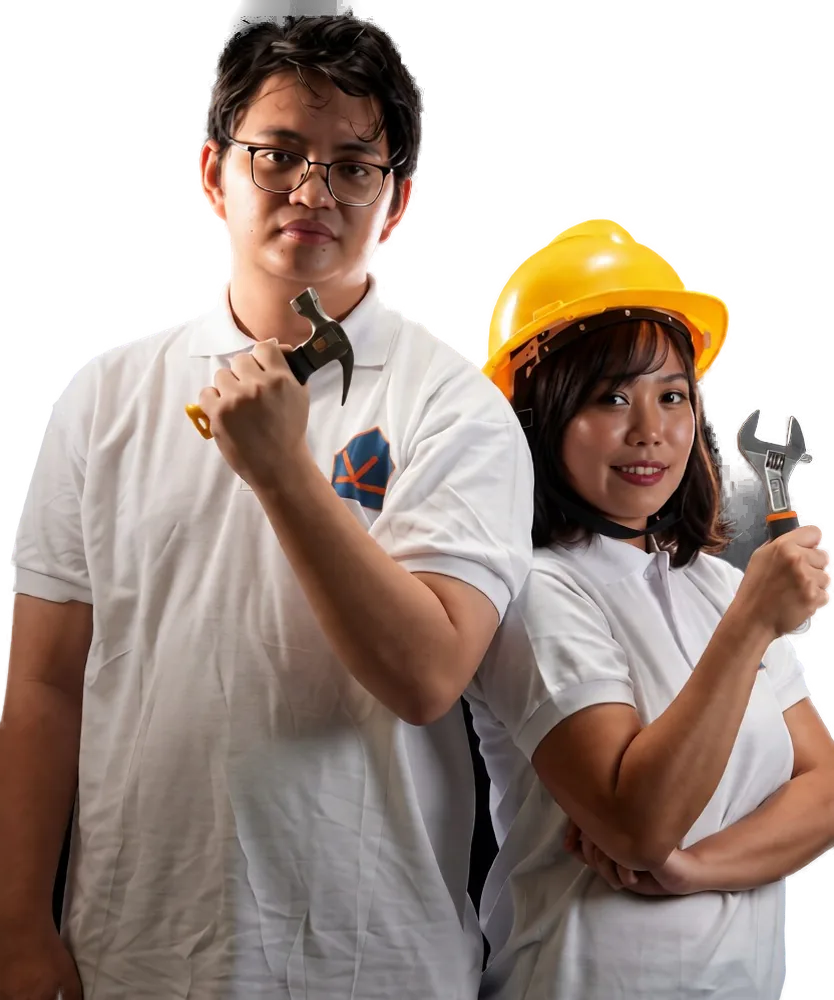Two KuyaYos tradespeople with their tools